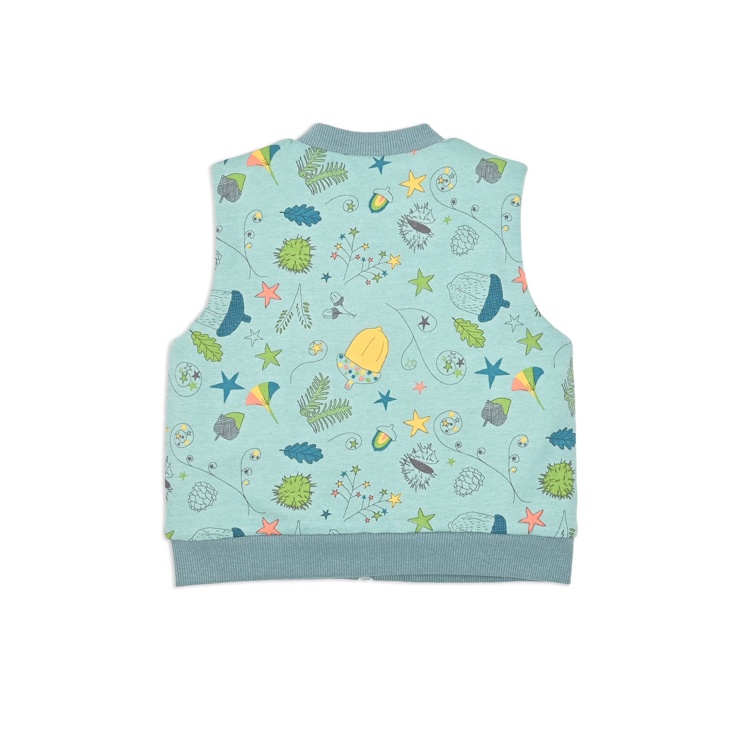 KIDS ACORN PRINT FUR LINED ZIPPED GILET