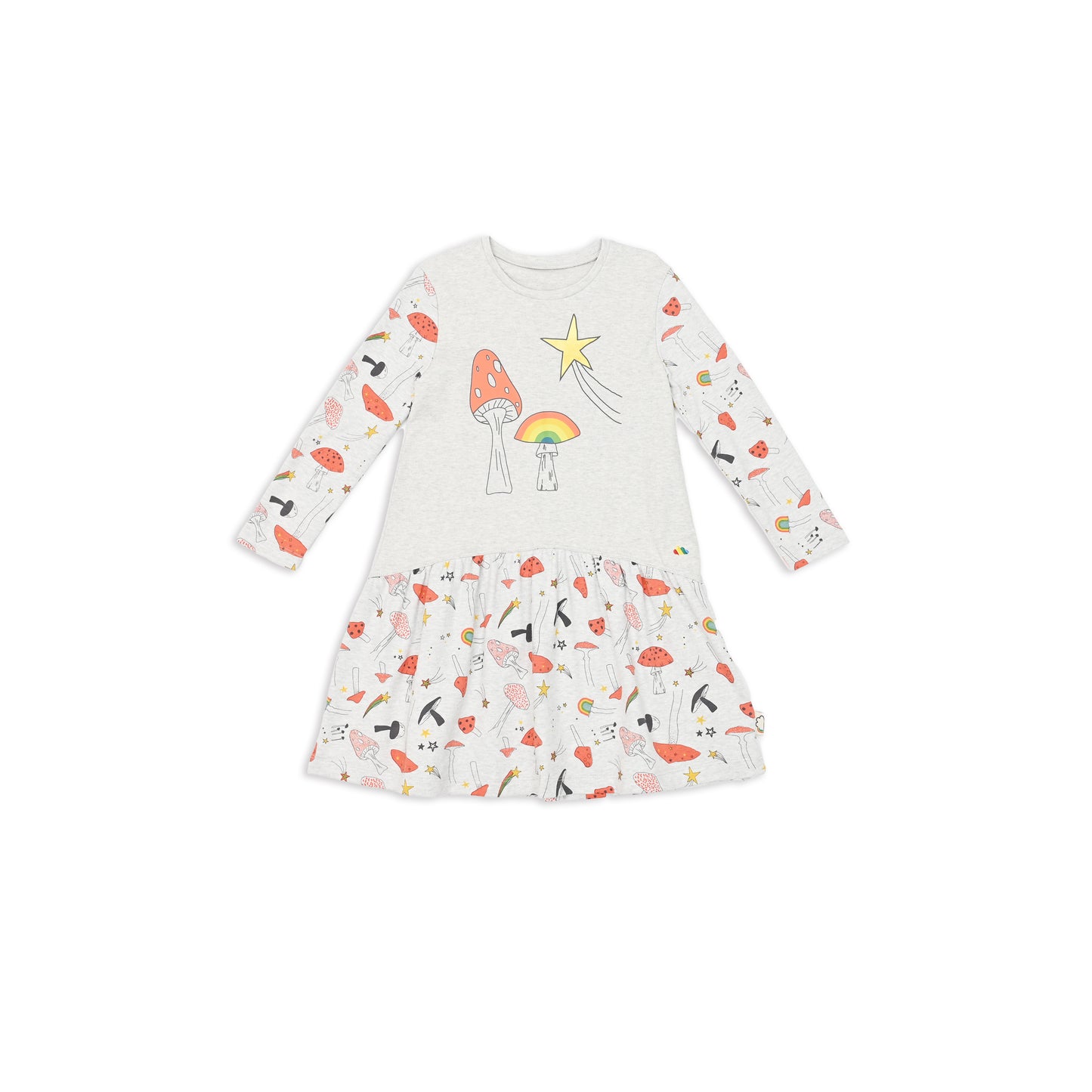 KIDS MUSHROOM PRINT LONG-SLEEVES A-LINE DRESS