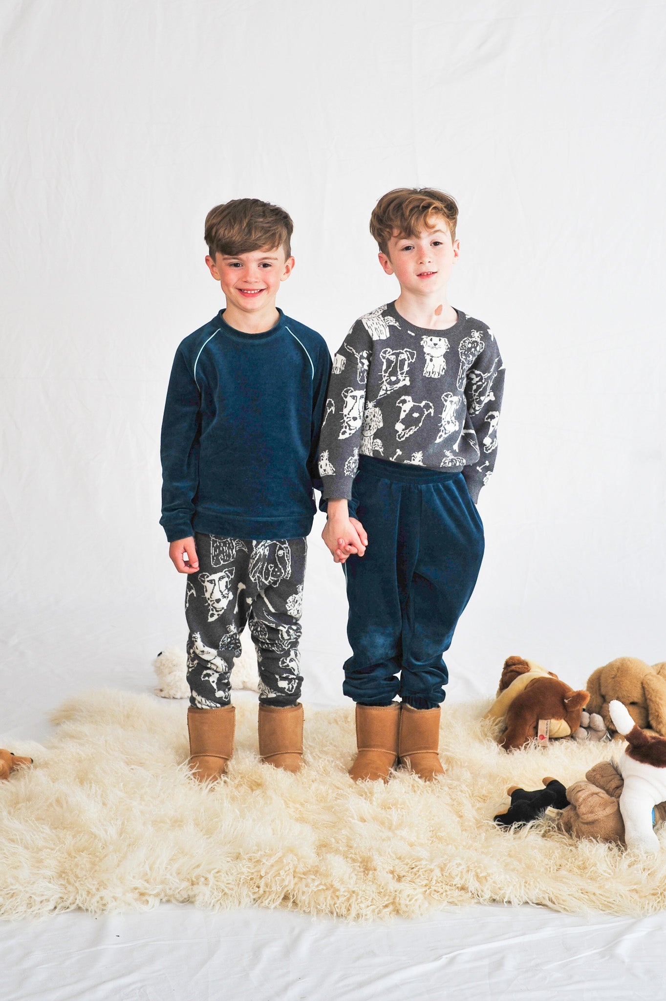 KIDS PETS PRINT KNITTED PANTS