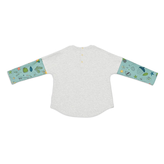 BABY RAINBOW TREE PRINT DROP SHOULDERS LONG-SLEEVES T-SHIRT