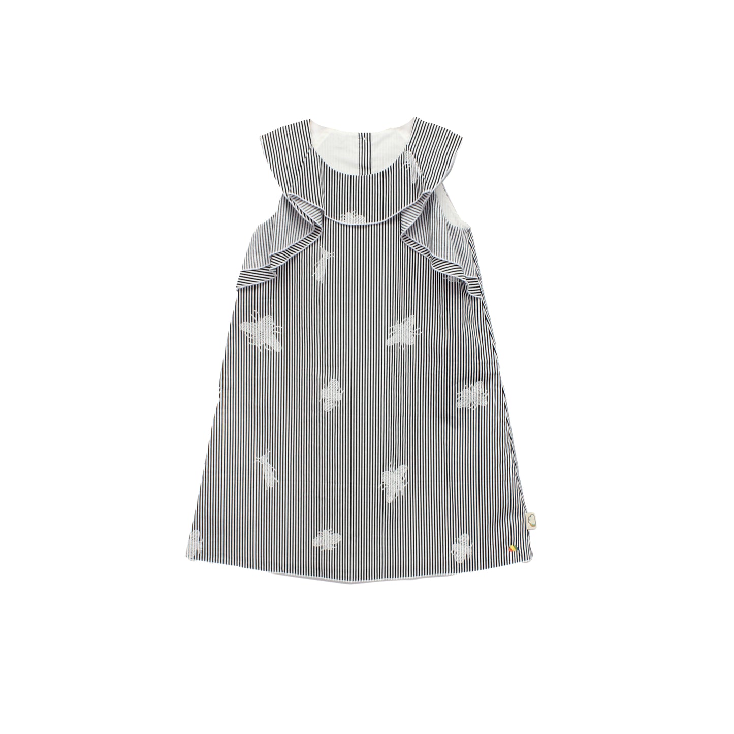 KIDS GREY BUTTERFLY SLEEVES-LESS DRESS