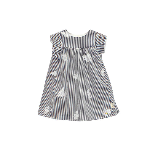 BABY/KIDS GREY BUTTERFLY ROUND NECK DRESS