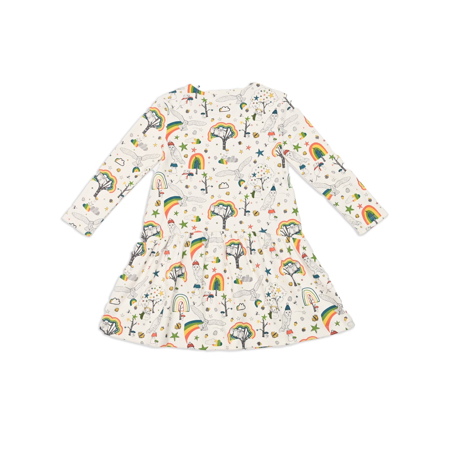 KIDS OWL PRINT LONG-SLEEVES A-LINE T-SHIRT