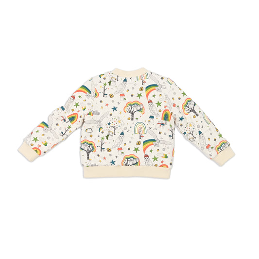 BABY OWL PRINT FUR LINED ZIPPED JACKET