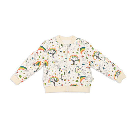 BABY OWL PRINT FUR LINED ZIPPED JACKET