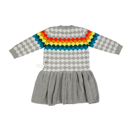 KIDS RAINBOW DOT LONG-SLEEVES DRESS