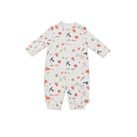 BABY MUSHROOM PRINT LONG-SLEEVES PLAYSUIT