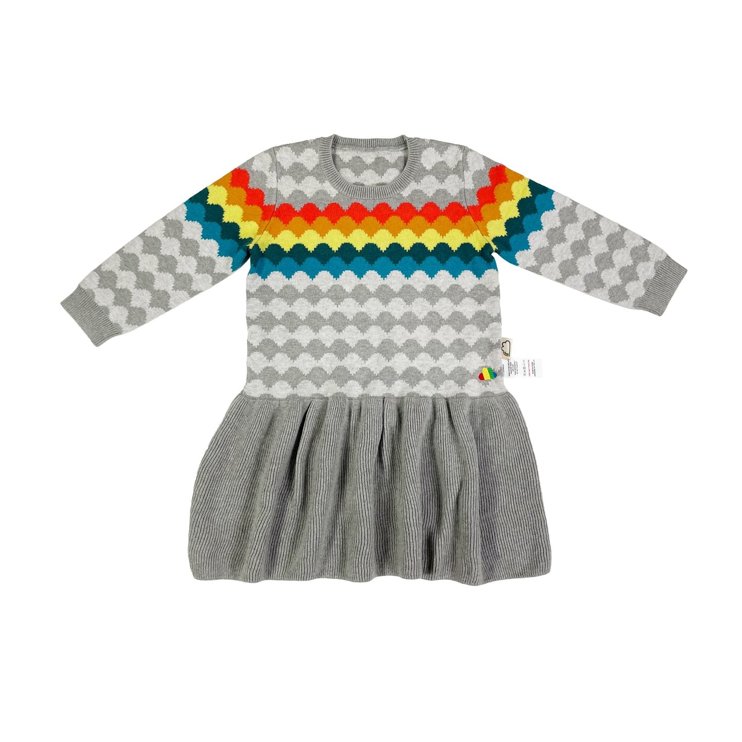 KIDS RAINBOW DOT LONG-SLEEVES DRESS