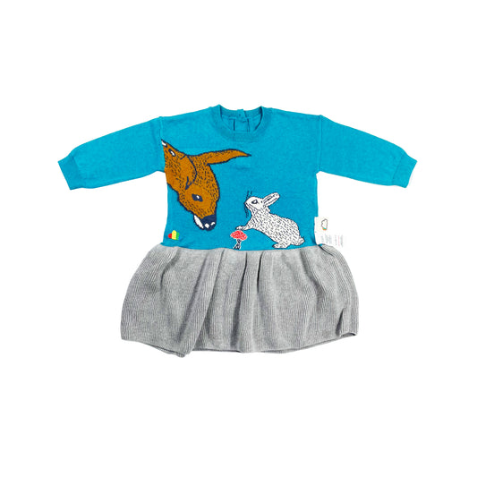 KIDS DEER+RABBIT LONG-SLEEVES DRESS