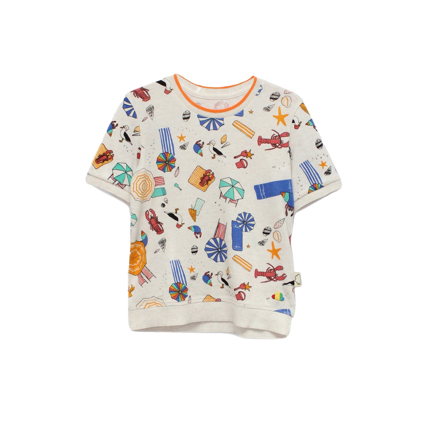 KIDS BEACH PRINT SHORT-SLEEVES TOP