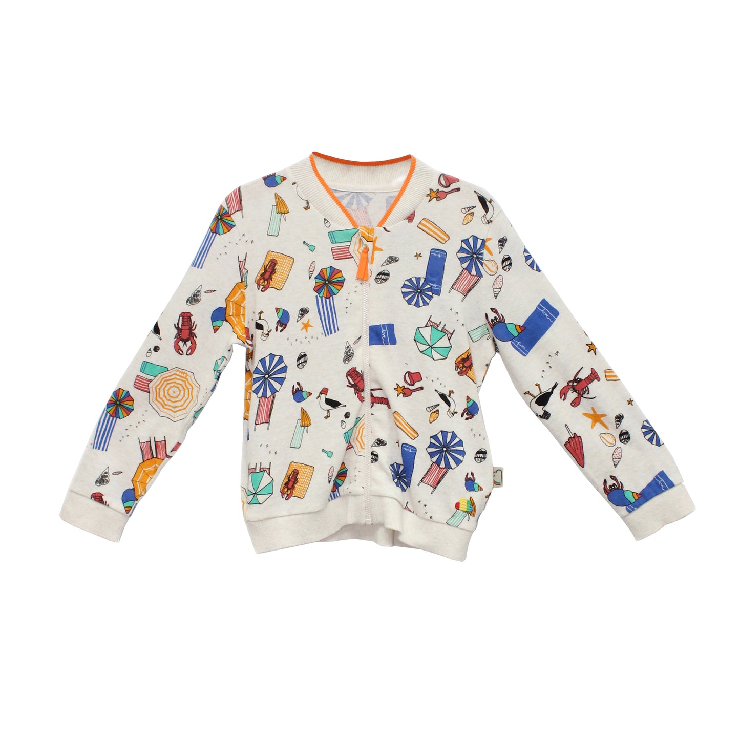 KIDS BEACH PRINT V-NECK ZIPPED CARDIGAN