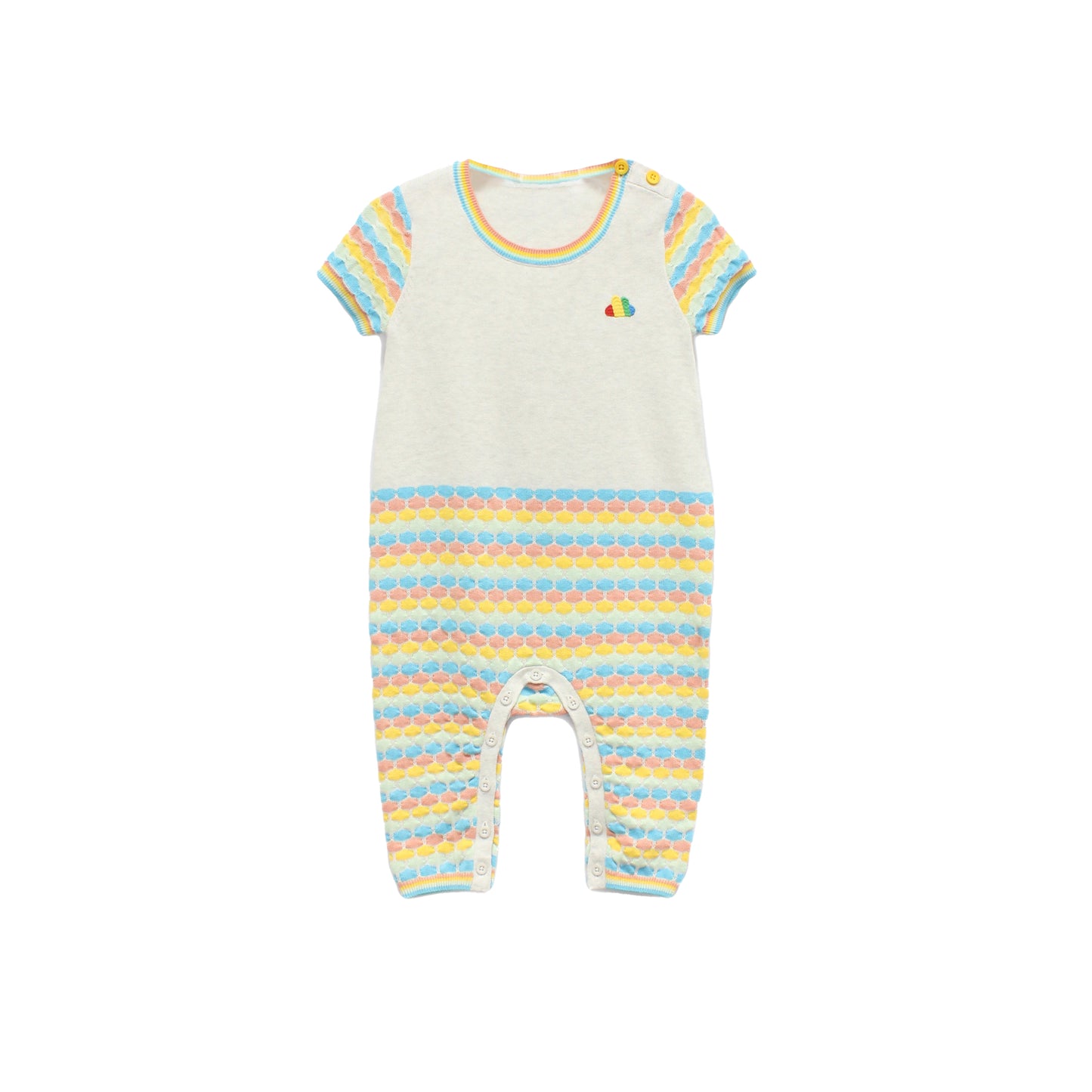 BABY RAINBOW STRIPE SHORT-SLEEVES PLAYSUIT
