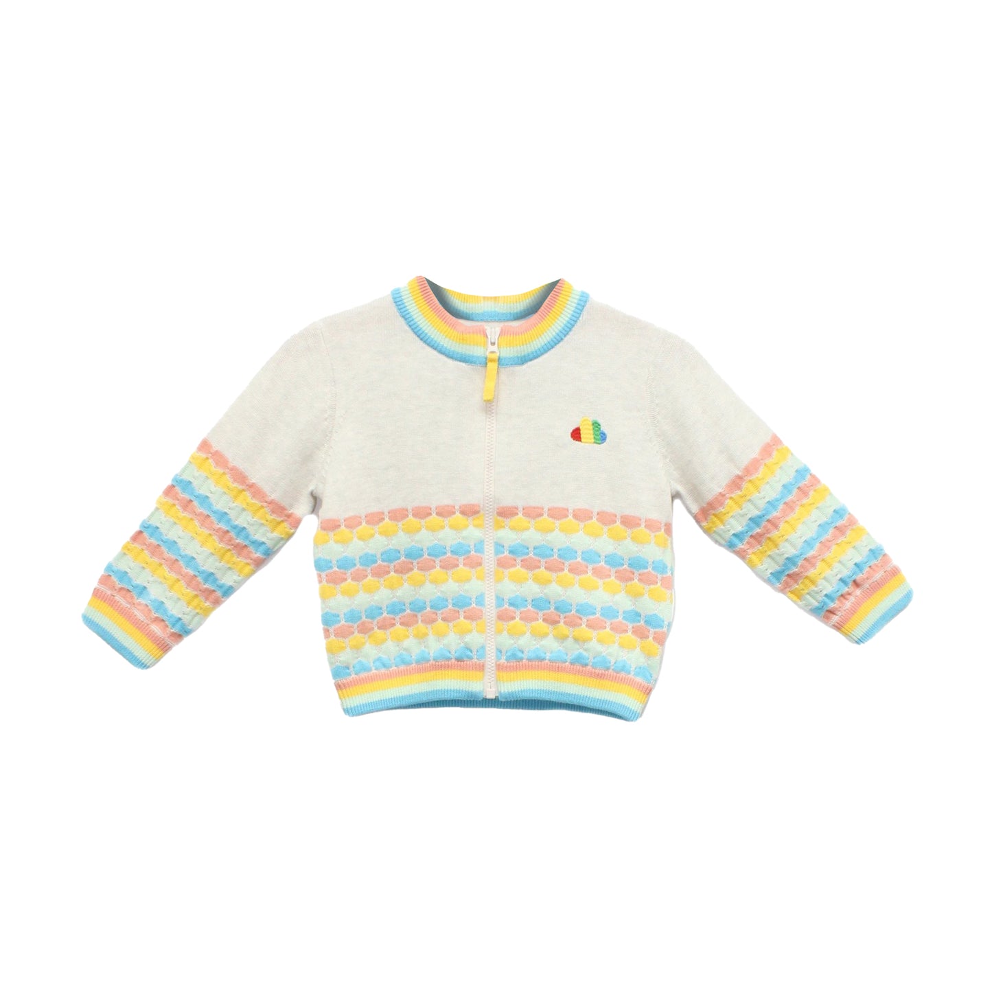KIDS RAINBOW STRIPE ZIPPED CARDIGAN