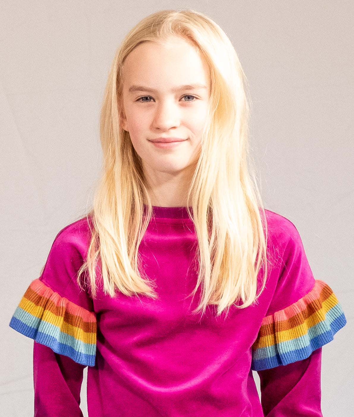 KIDS VELOUR RAINBOW TRIM LONG-SLEEVES TOP