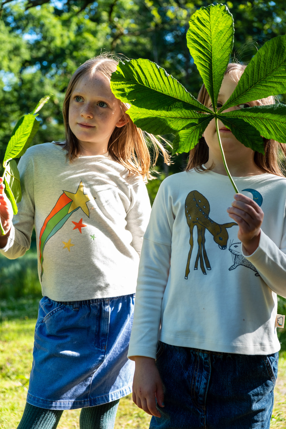 KIDS DEER+RABBIT DROP SHOULDERS LONG-SLEEVES T SHIRT