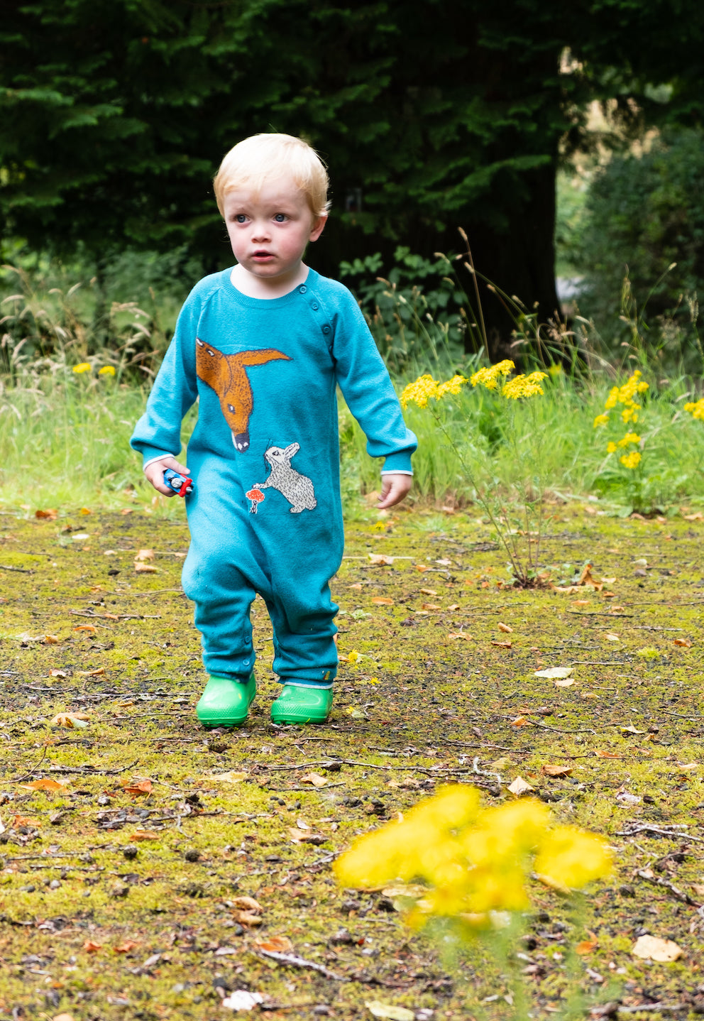 BABY DEER+RABBIT LONG-SLEEVES BUTTON PLAYSUIT