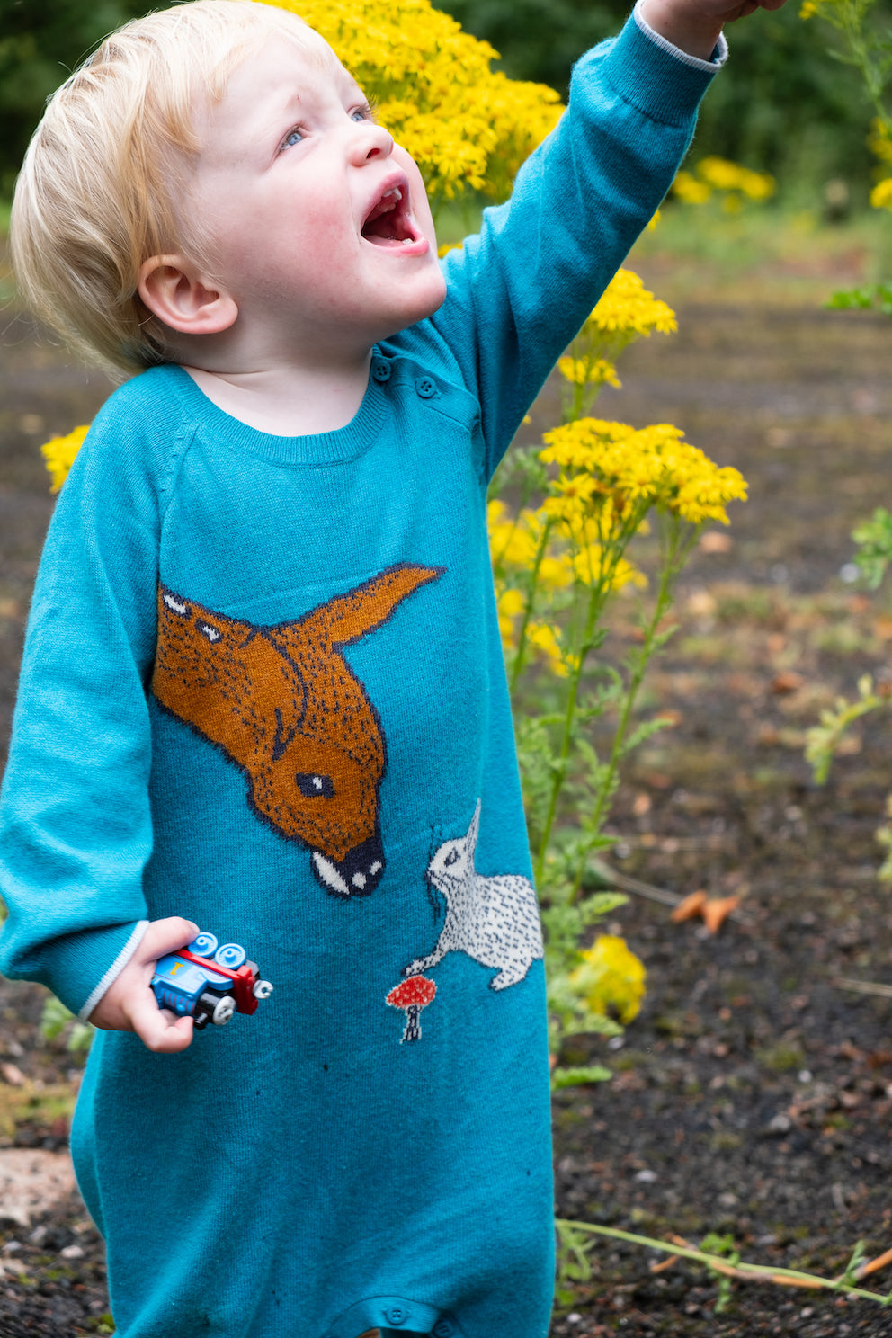 BABY DEER+RABBIT LONG-SLEEVES BUTTON PLAYSUIT