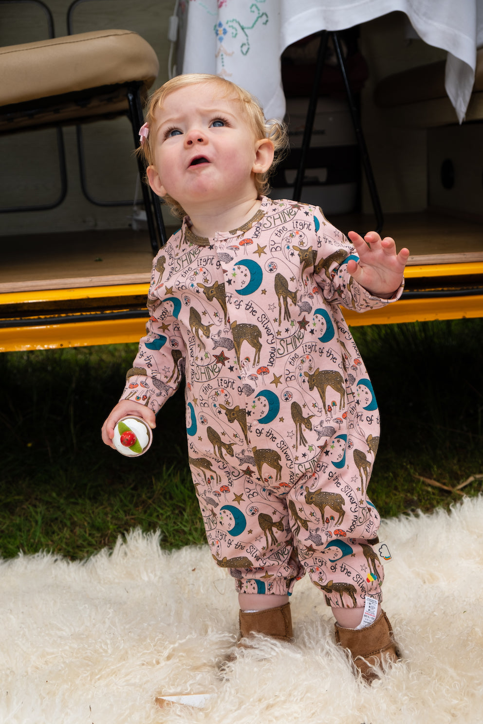 BABY DEER PRINT TWO-WAY KIMONO OR PLAYSUIT