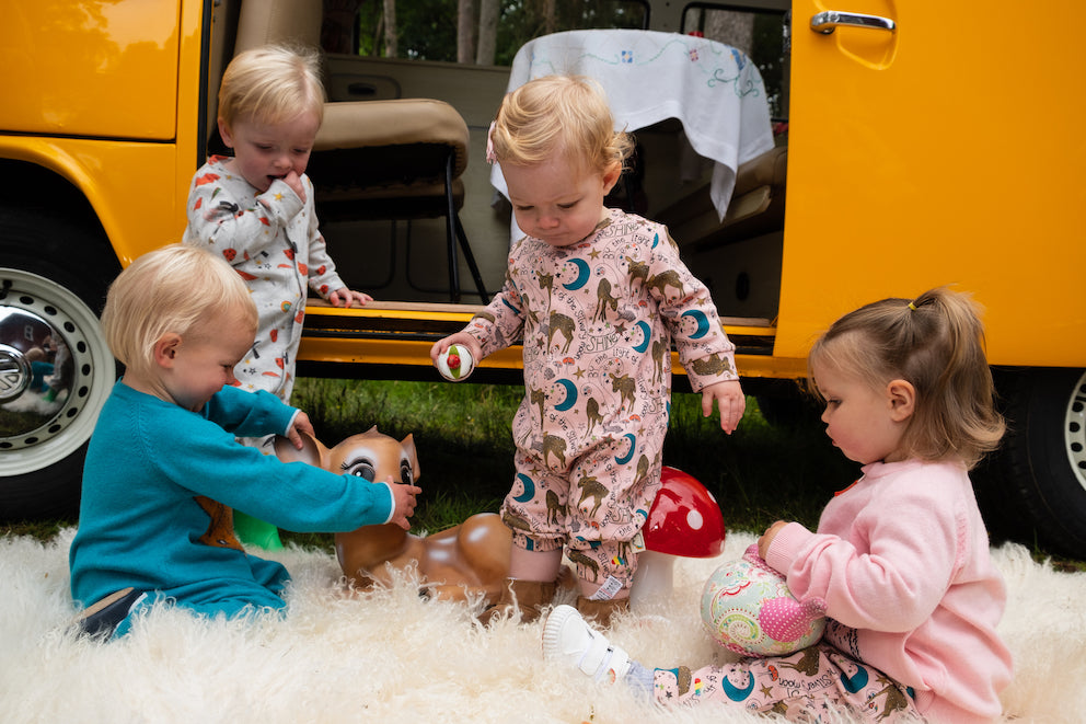 BABY DEER PRINT TWO-WAY KIMONO OR PLAYSUIT