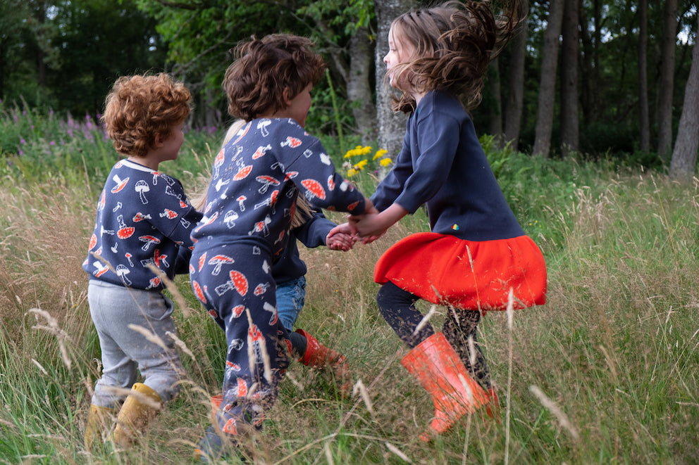 KIDS RAINBOW MUSHROOM LONG-SLEEVES DRESS