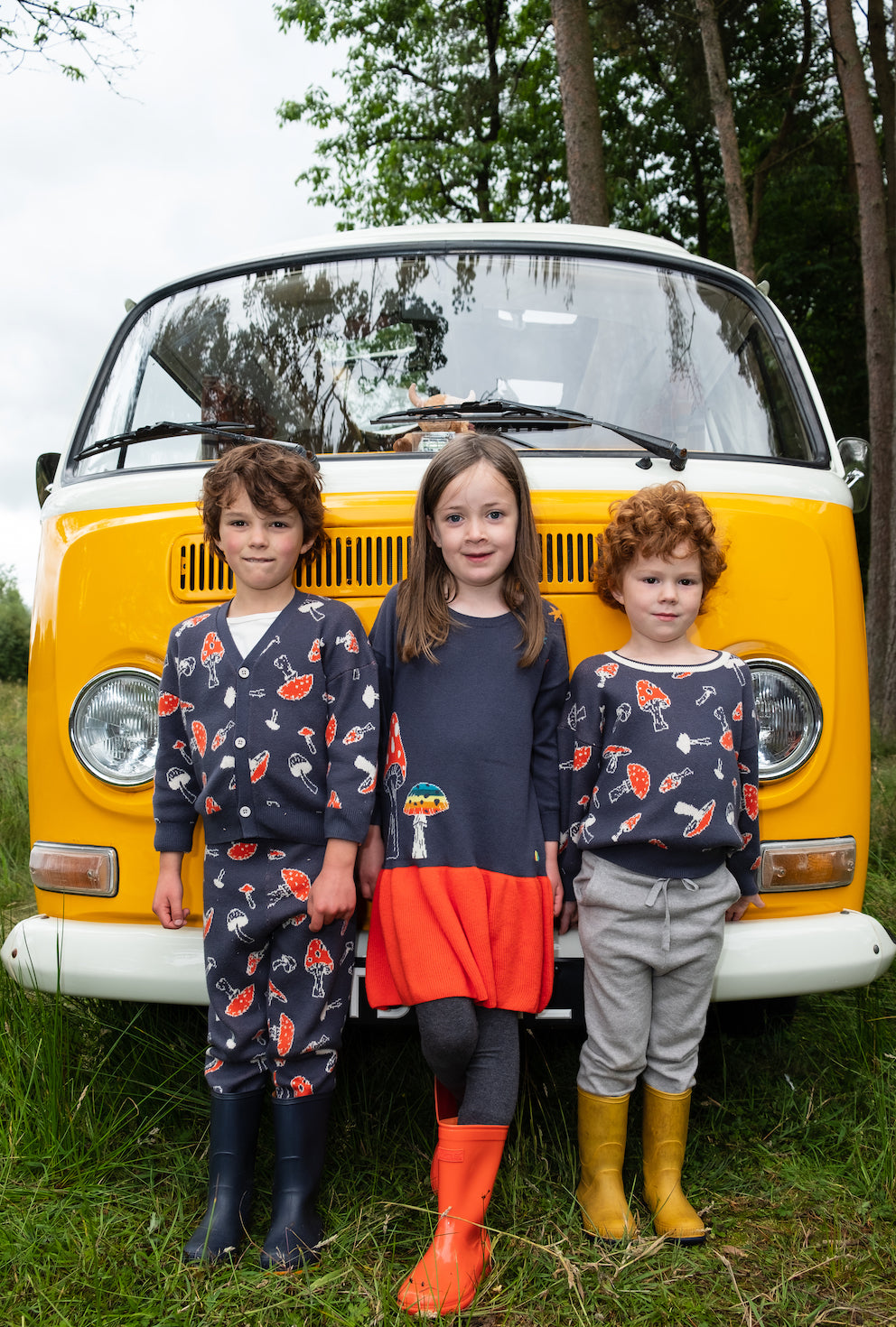 KIDS RAINBOW MUSHROOM LONG-SLEEVES DRESS