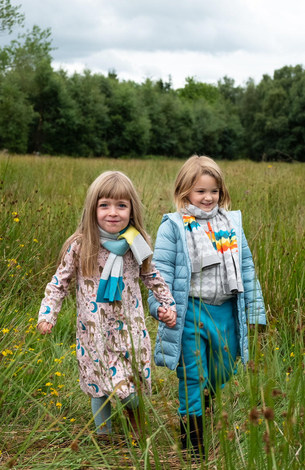 KIDS DEER PRINT LONG-SLEEVES A-LINE DRESS