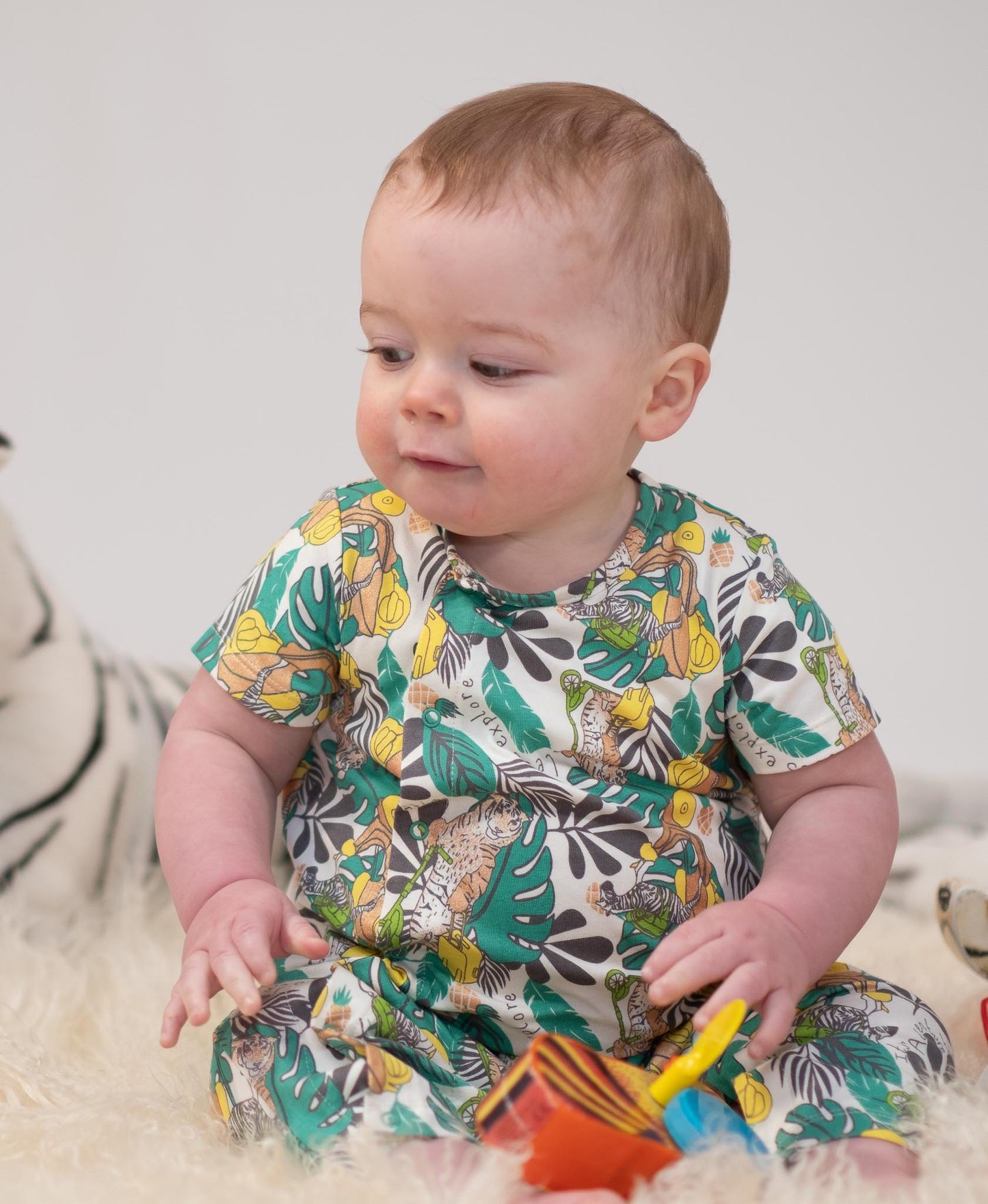 BABY JUNGLE PRINT LONG SLEEVE PLAYSUIT