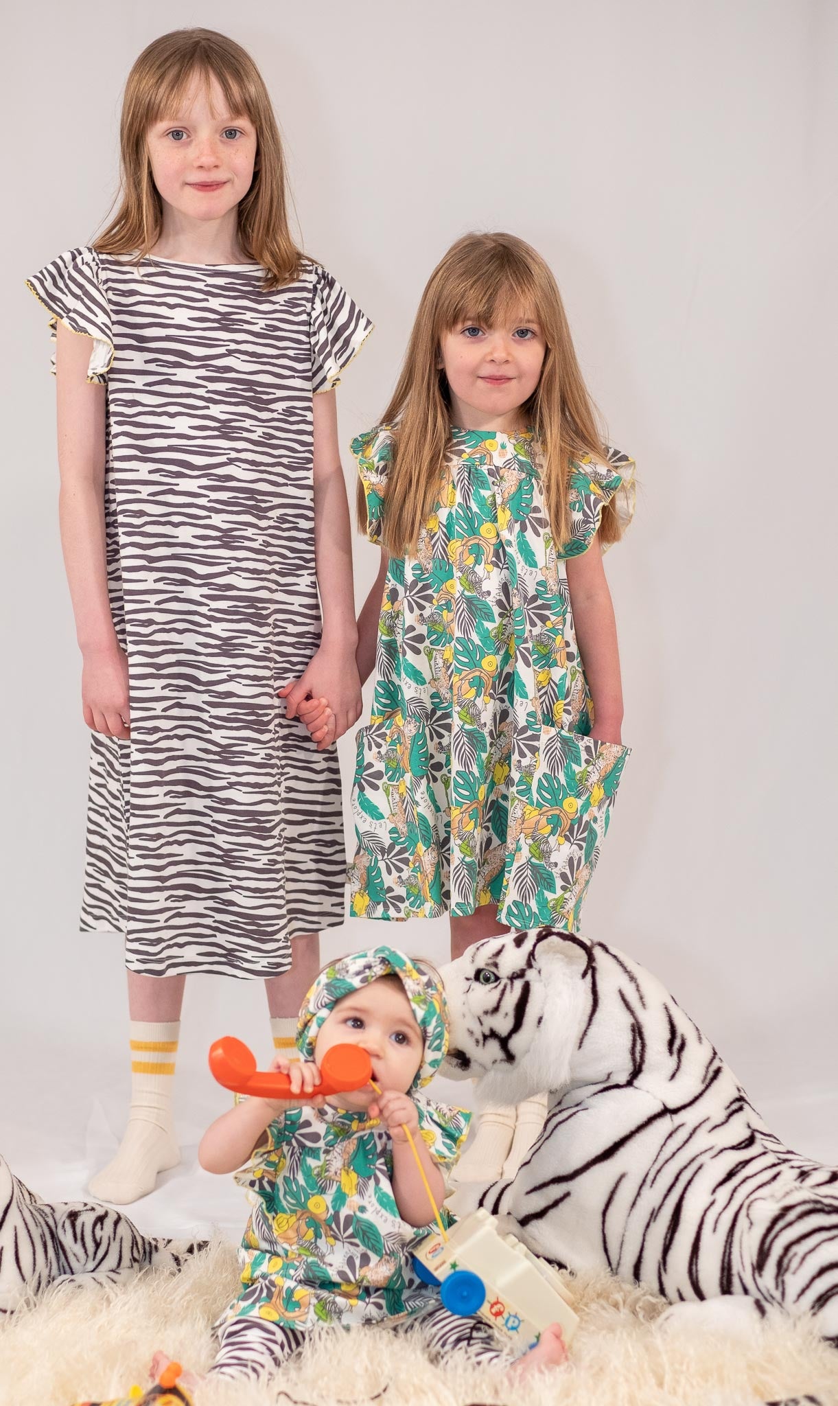 KIDS ZEBRA PRINT FRILL SLEEVE DRESS