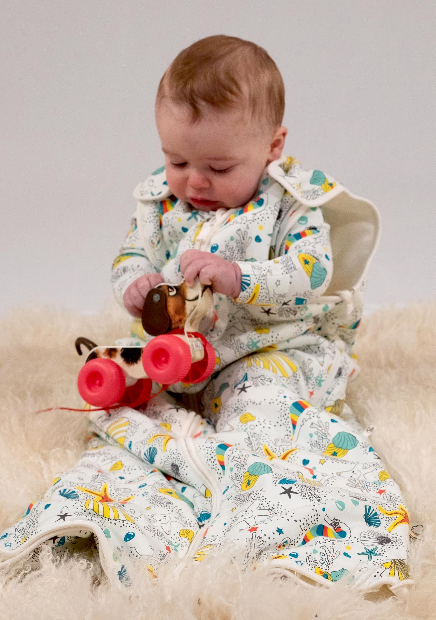 BABY SEAHORSE PRINT ZIP UP SLEEPING BAG