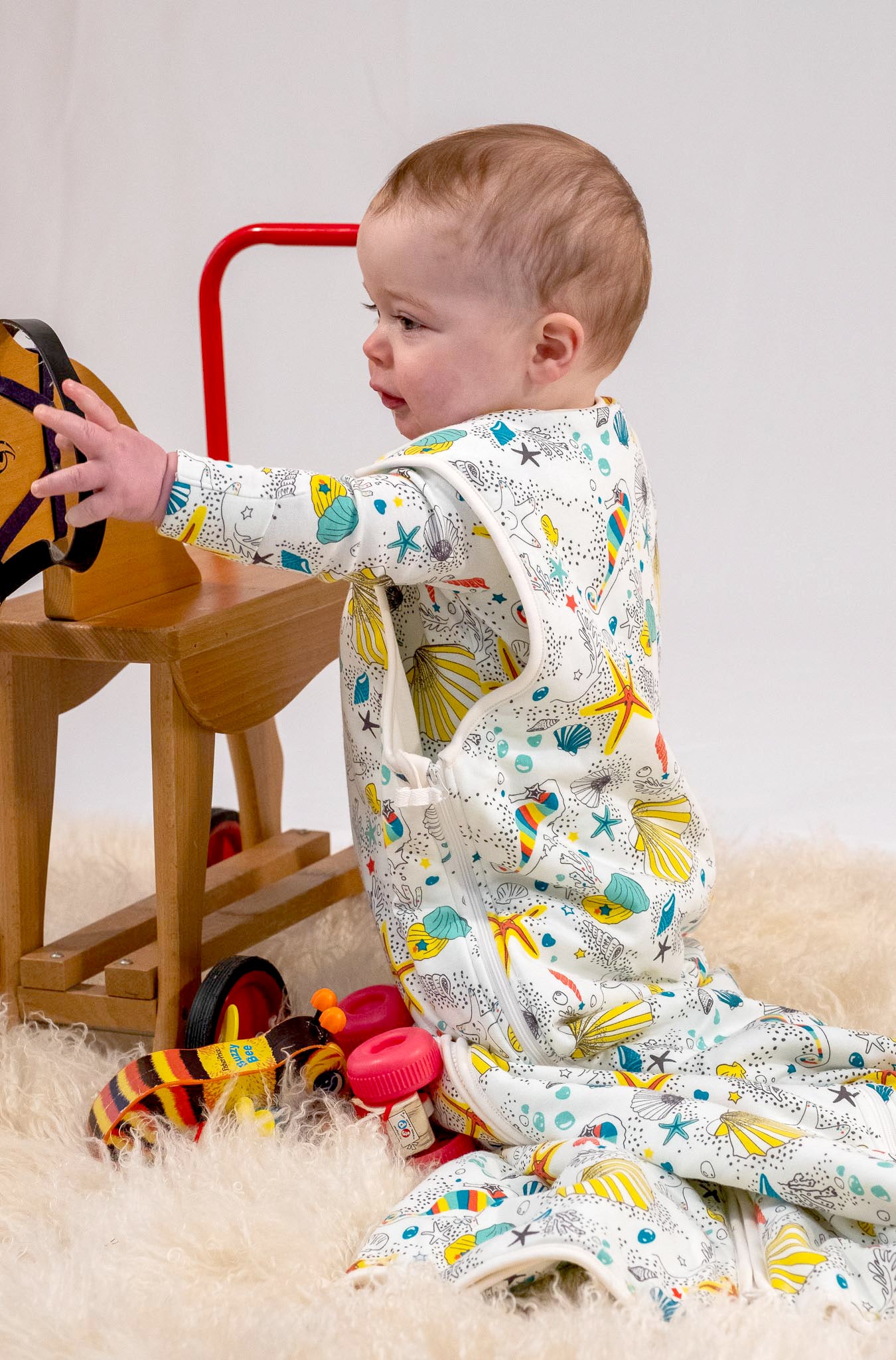 BABY SEAHORSE PRINT ZIP UP SLEEPING BAG