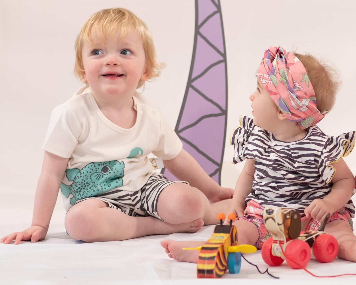 BABY ZEBRA PRINT FRILL SLEEVE TOP