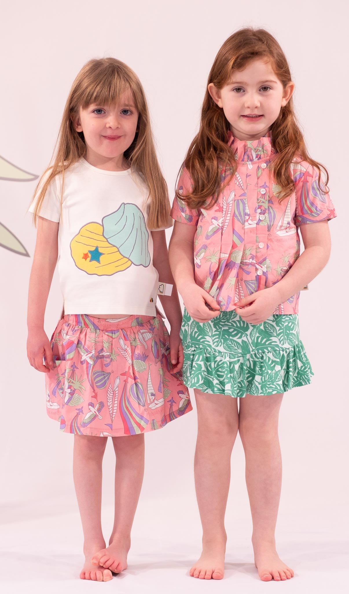 KIDS PARROT PRINT POCKETS SKIRT