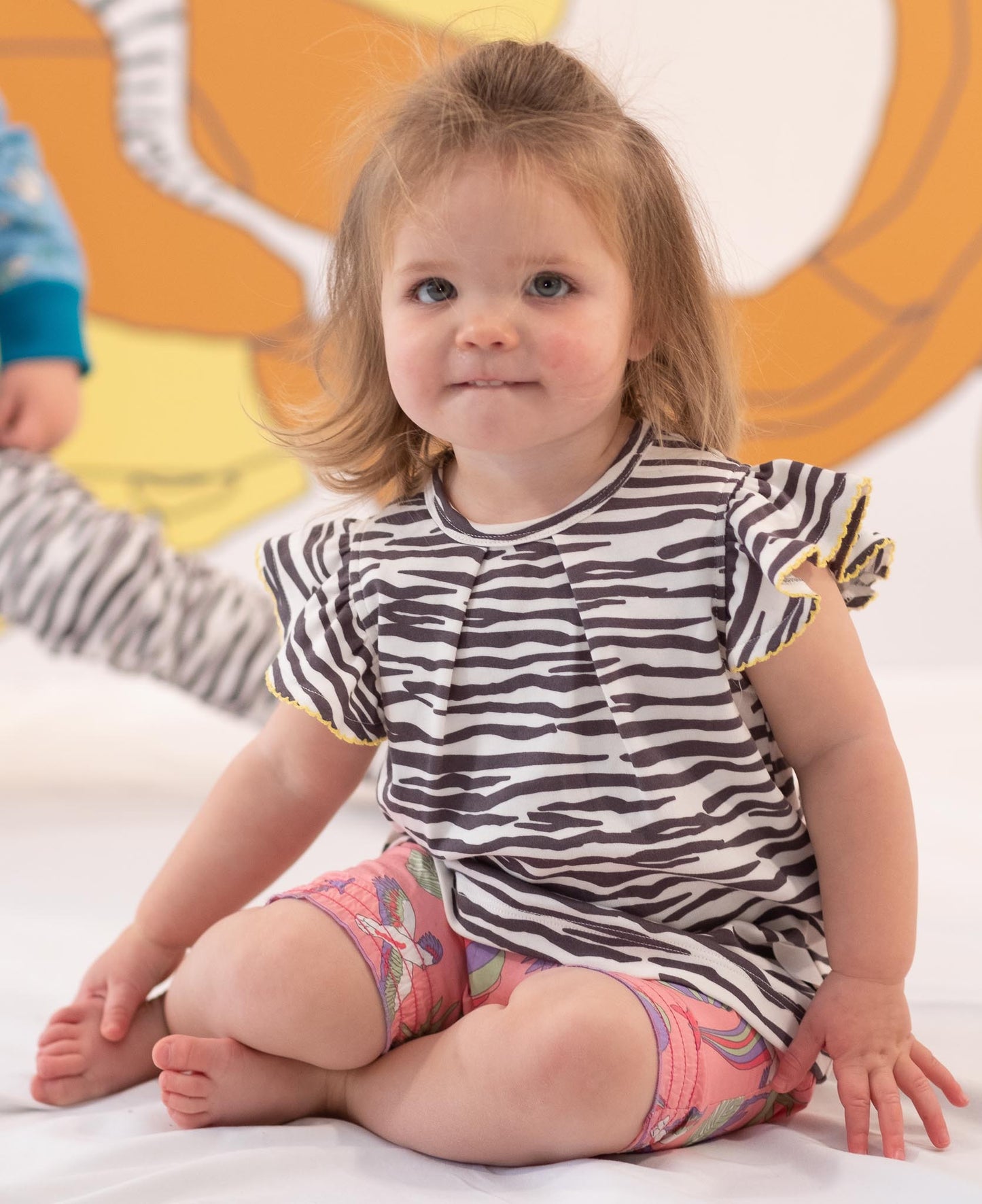 KIDS ZEBRA PRINT FRILL SLEEVE TOP