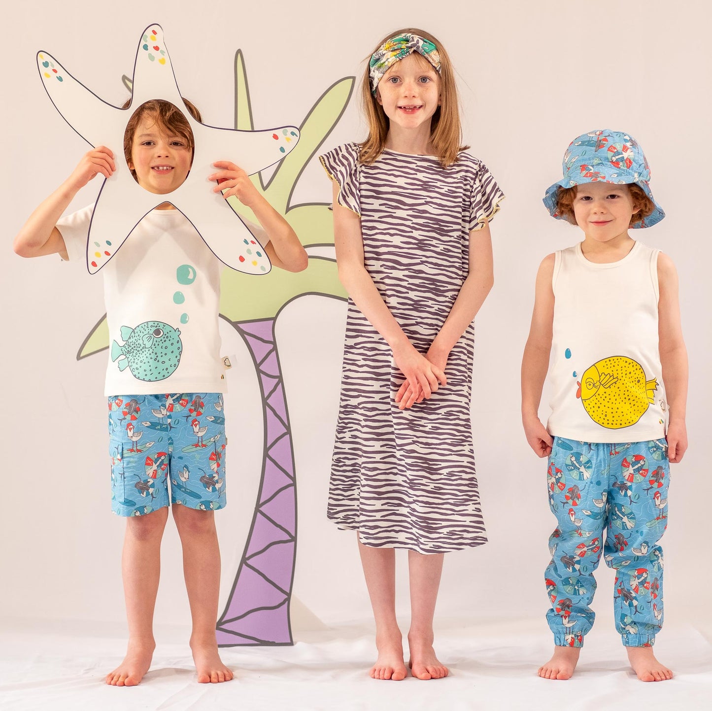 KIDS SEAL PRINT ELASTICATED WAIST SHORTS