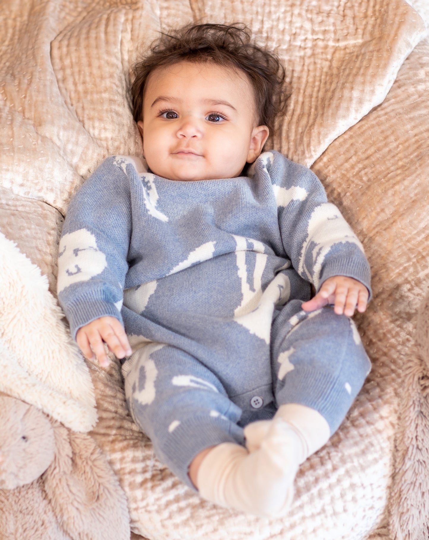 BABY RABBIT PRINT LONG-SLEEVES PLAYSUIT