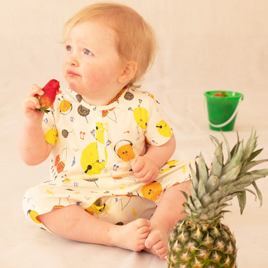 BABY FRUIT DISCO SHORT-SLEEVES PLAYSUIT