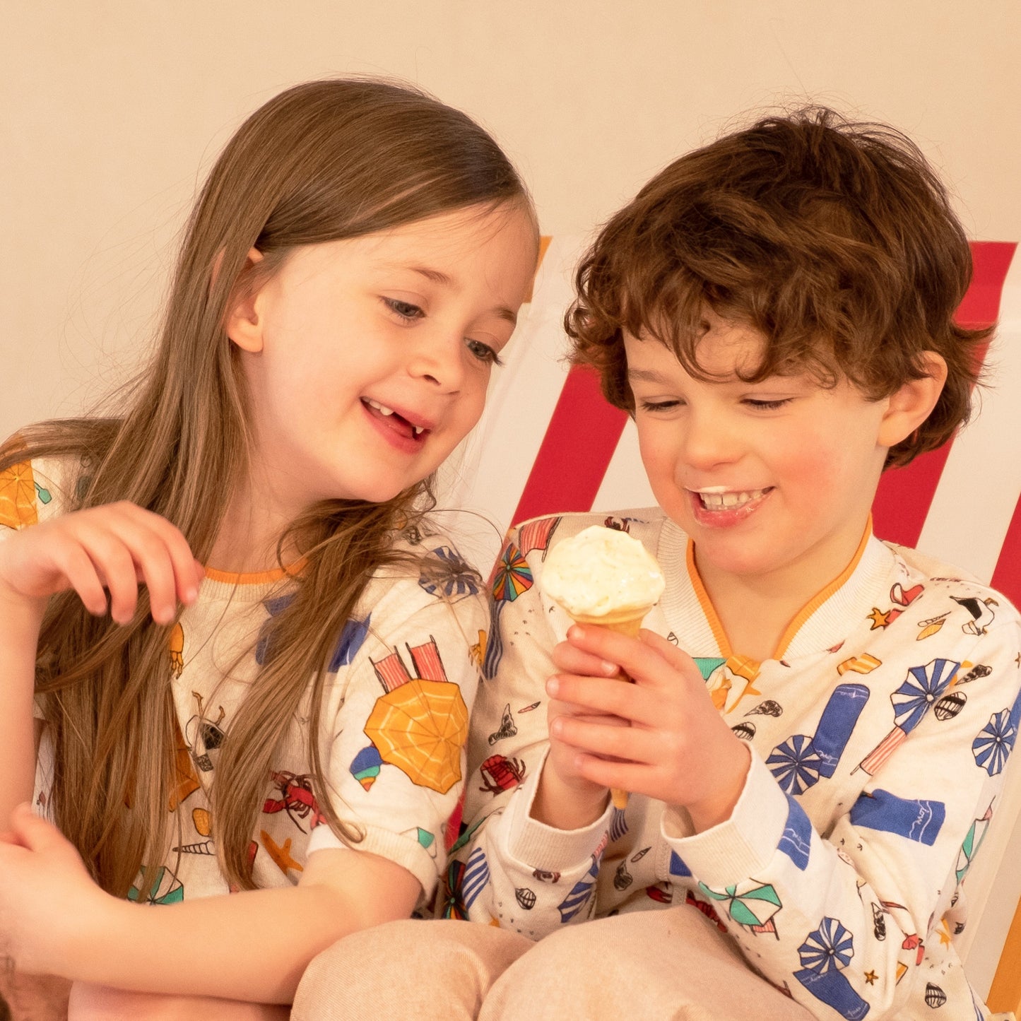 KIDS BEACH PRINT V-NECK ZIPPED CARDIGAN