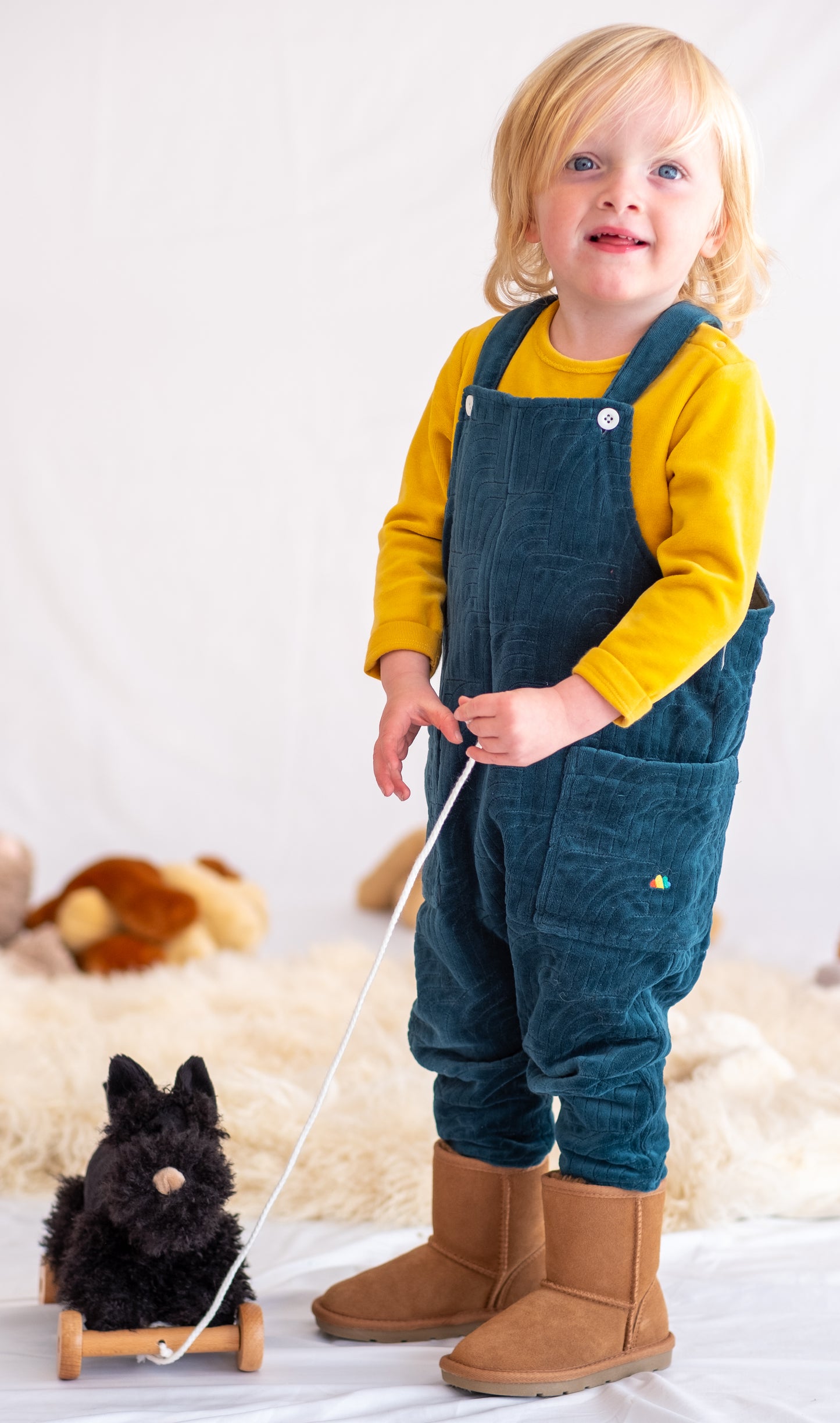 BABY VELOUR RAINBOW EMBROIDERED JUMPSUIT