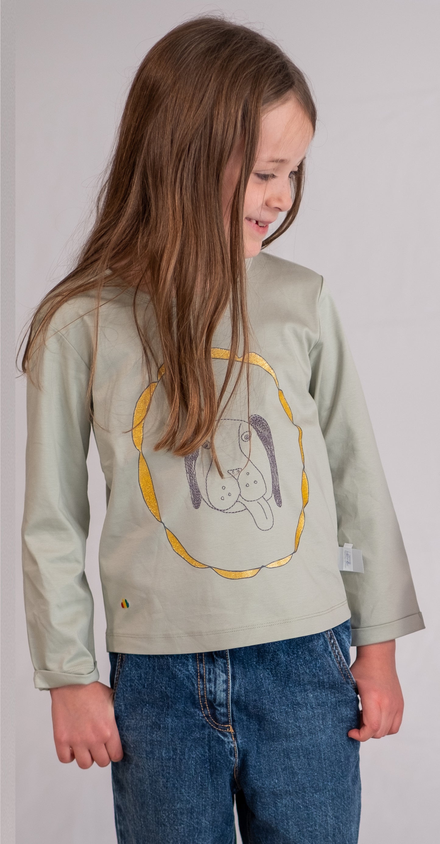 KIDS FRAME DOG PRINT LONG-SLEEVES TOP