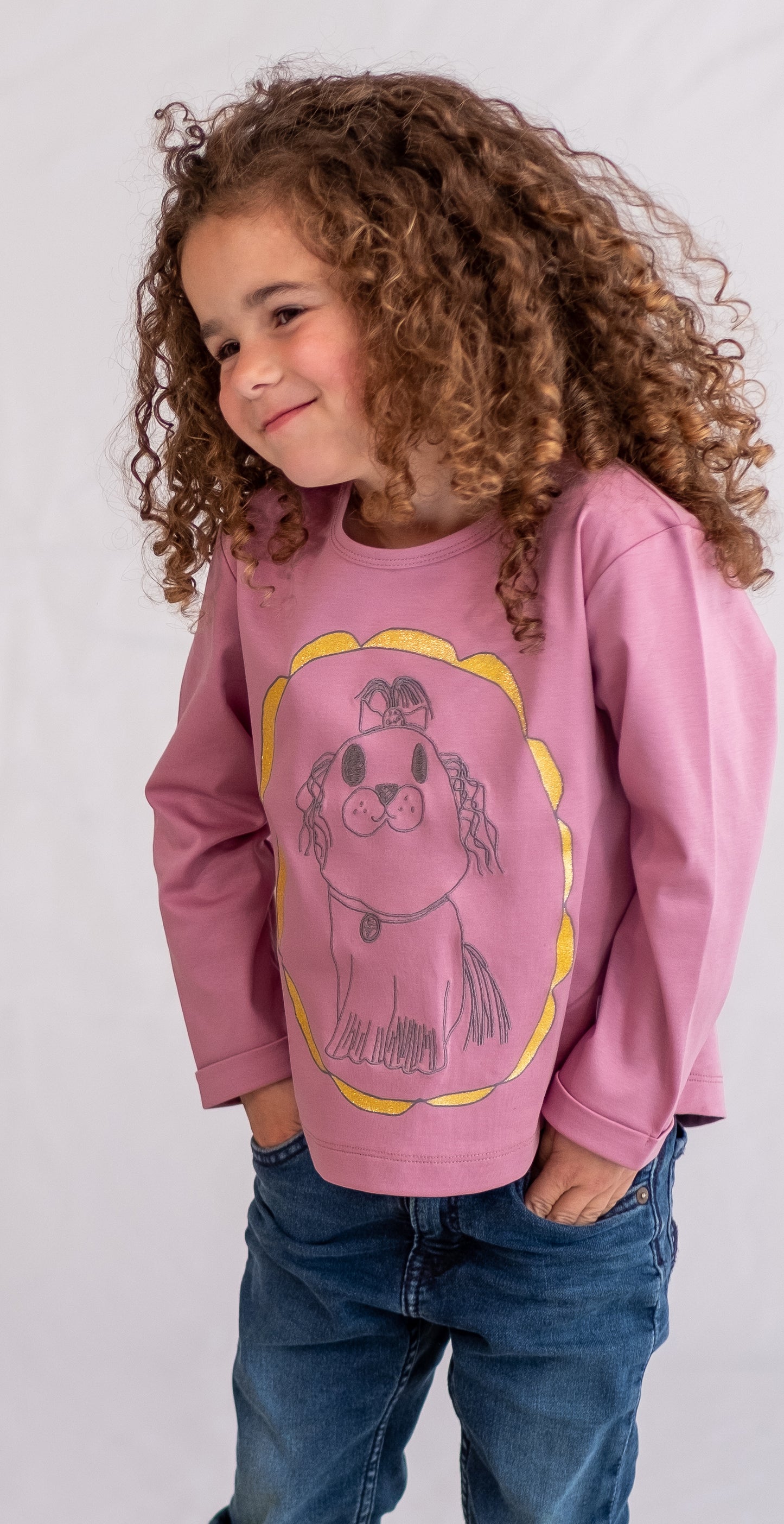 KIDS FRAME DOG PRINT LONG-SLEEVES TOP