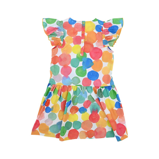 KIDS RAINBOW SPOT PRINT ZIPPED DRESS