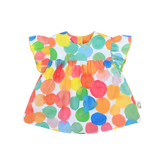 BABY/KIDS RAINBOW SPOT PRINT FRILL SHIRT