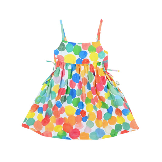 KIDS RAINBOW SPOT PRINT FRILL DRESS