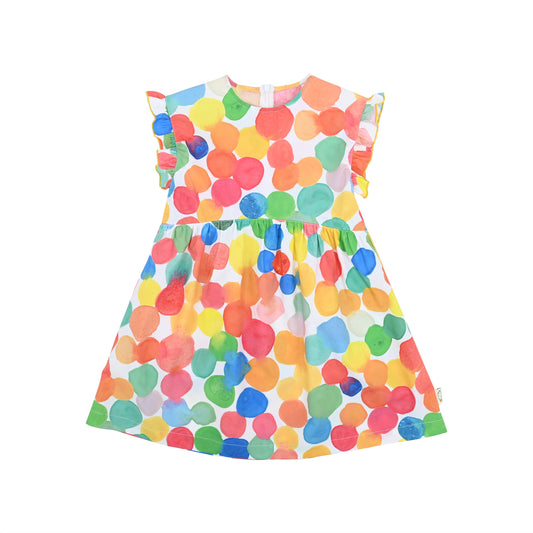 KIDS RAINBOW SPOT PRINT A-LINE DRESS