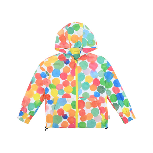 KIDS RAINBOW SPOT PRINT LONG SLEEVE HOODED JACKET