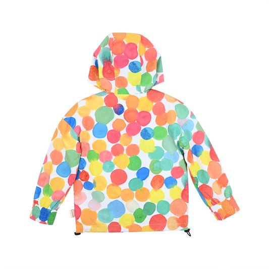 KIDS RAINBOW SPOT PRINT LONG SLEEVE HOODED JACKET