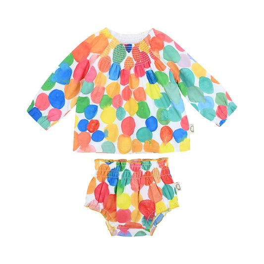 BABY RAINBOW SPOT PRINT LONG SLEEVE TWIN SETS