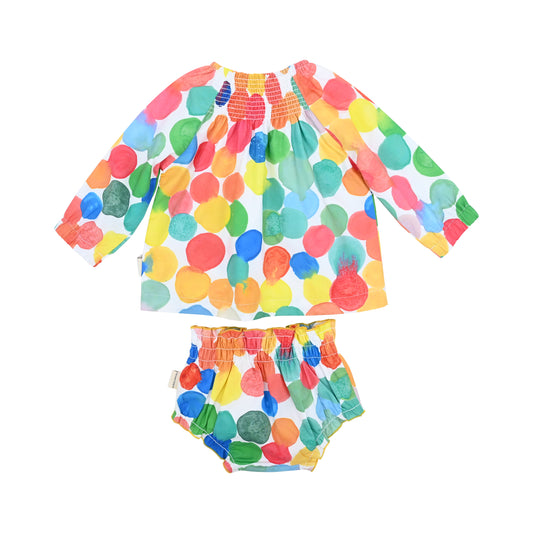 BABY RAINBOW SPOT PRINT LONG SLEEVE TWIN SETS