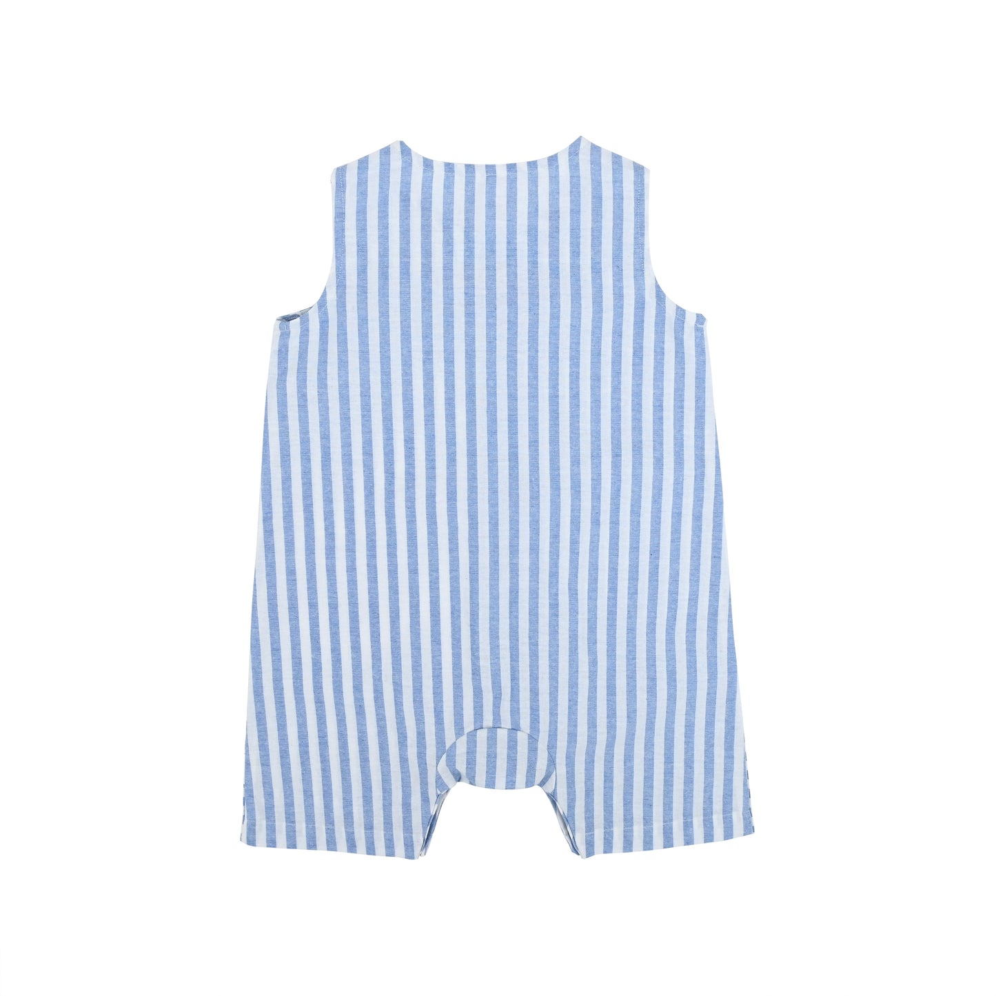 嬰兒衣服 - 藍色橫間背心開胸連身衣