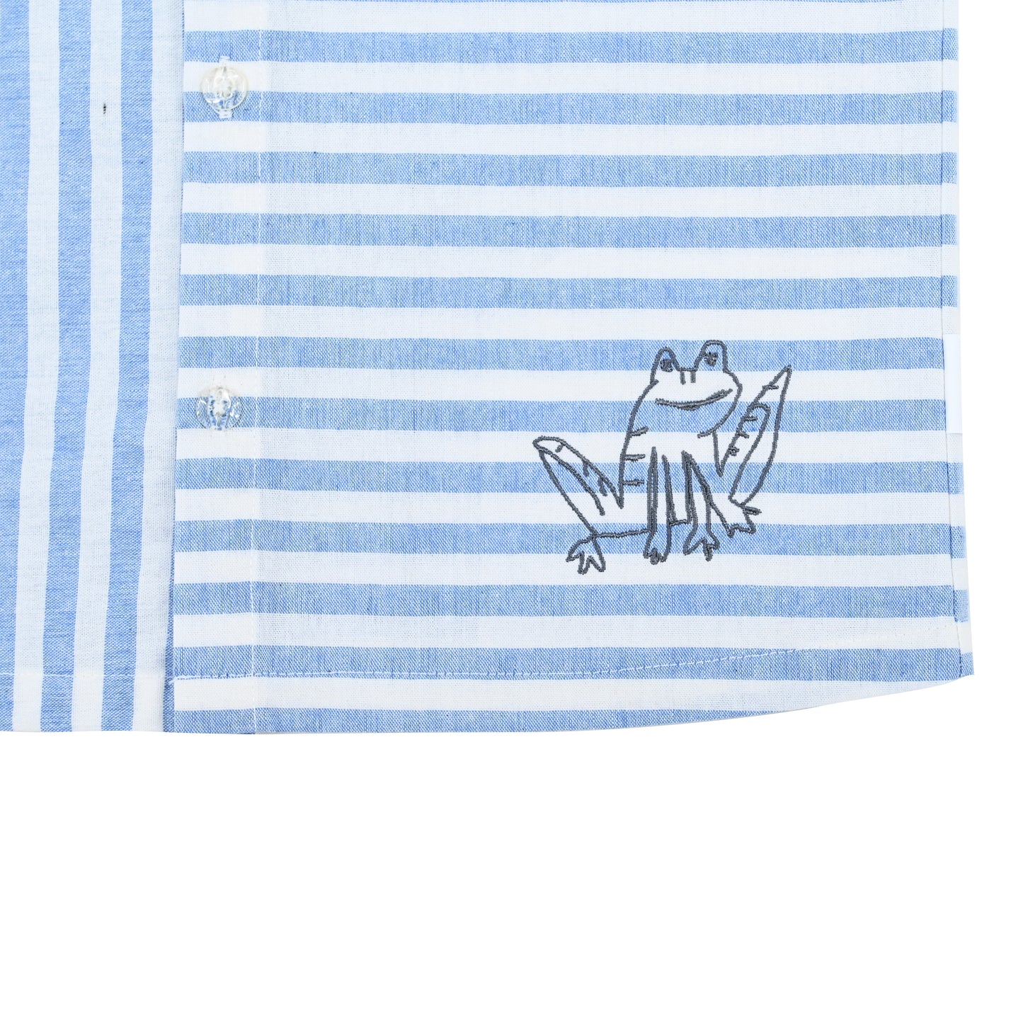 KIDS BLUE STRIPE FROG PRINT SHORT SLEEVE SHIRT